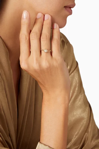 خاتم ستار برست صغير مرصع بماس بافيه ذهب أصفر عيار 18