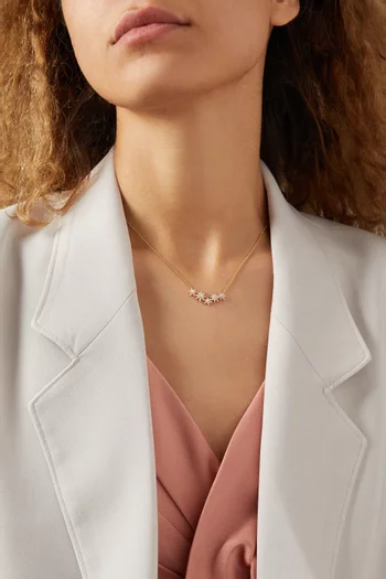 Starburst Cluster Station Necklace with Pavé Diamonds in 18kt Yellow Gold     