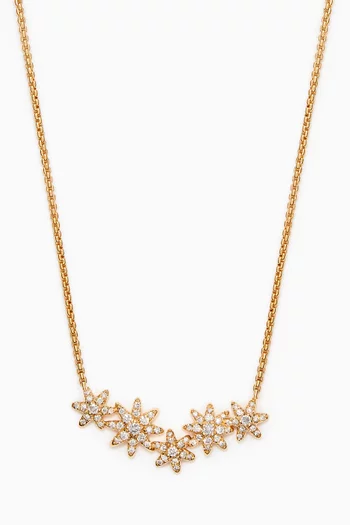Starburst Cluster Station Necklace with Pavé Diamonds in 18kt Yellow Gold     