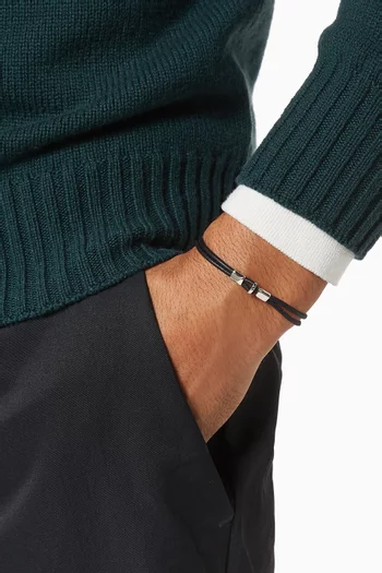 Orson Loop Leather Bracelet in Sterling Silver        