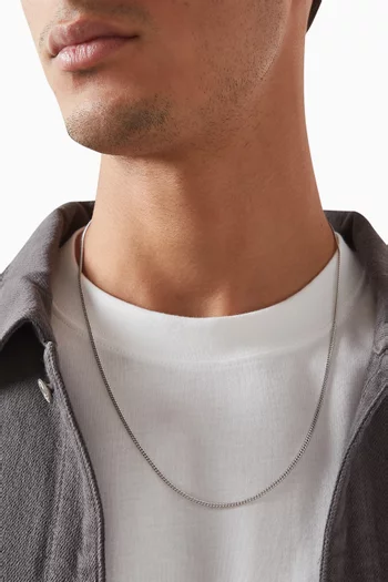 Cuban Chain Necklace in Sterling Silver, 2mm   