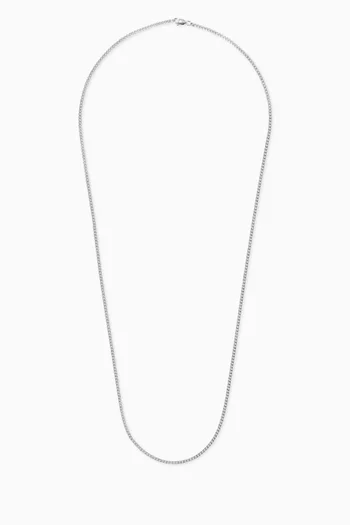 Cuban Chain Necklace in Sterling Silver, 2mm   
