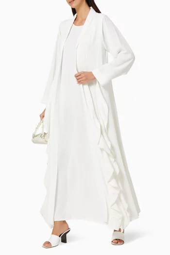 Pearl Embellished Ruffled Abaya         