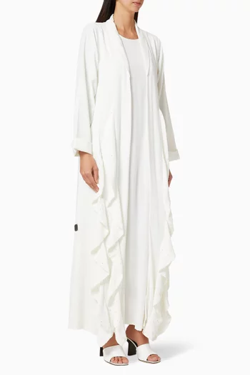 Pearl Embellished Ruffled Abaya         