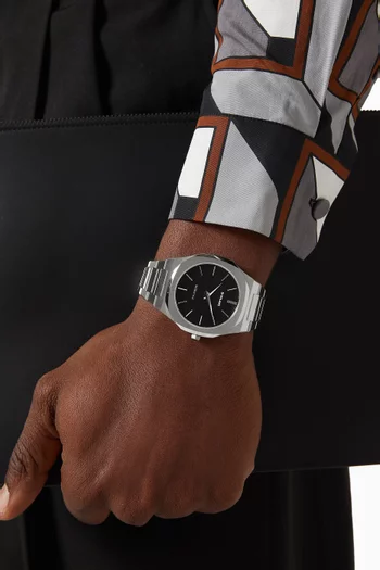 Ultra Thin Bracelet Silver Watch, 40mm