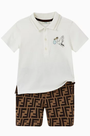 FF Logo Cotton Blend Shorts     