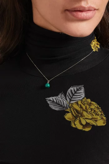 Malachite & Diamond Dot Necklace in 14kt Yellow Gold        
