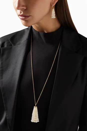 Bahar Diamond Necklace with Pearls in 18kt Yellow Gold, Large 