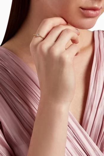 خاتم سلاسل مرصع بماس ذهب وردي عيار 18 مقاس S