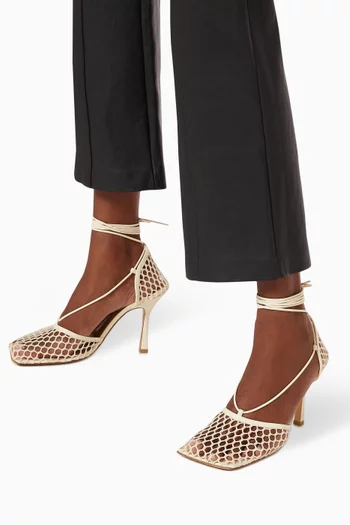 Stretch Lace-Up 90 Sandals in Leather & Mesh