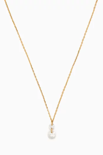 Floating Cubic Zirconia Pendant Necklace with Gold Plating     