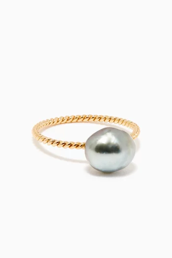 Pearl Twisted Ring in 18kt Yellow Gold         