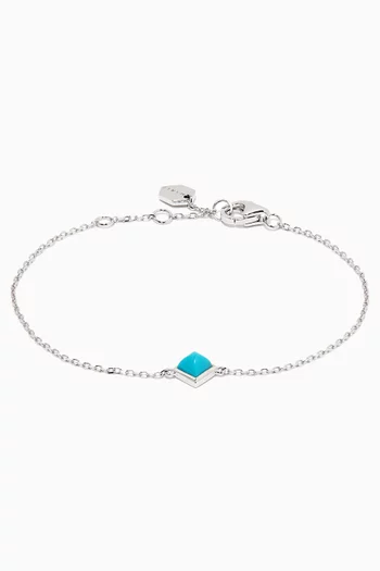 Cleo Pyramid Diamond Anklet with Turquoise in 18kt White Gold 