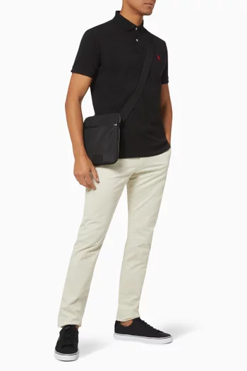 تي شيرت بولو قطن شبكي بقصة ضيقة