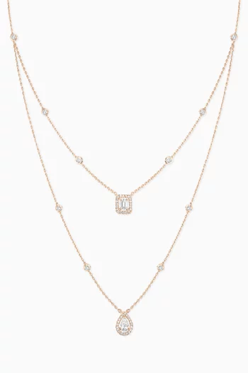 My Twin 2 Rows Diamond Necklace in 18kt Rose Gold               
