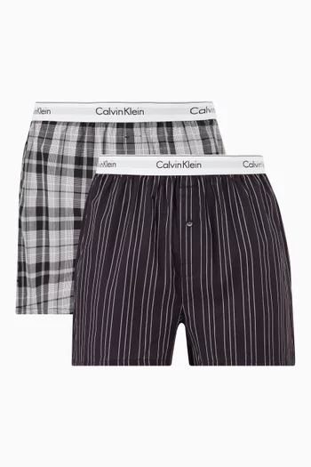Slim Fit Boxers in Cotton Blend, Set of 2          