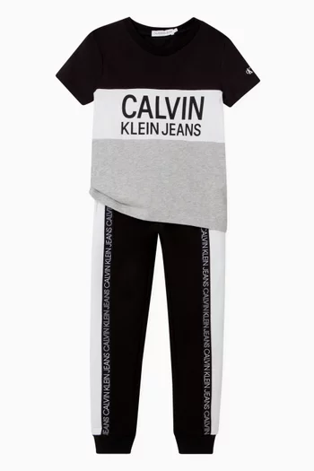 Colour Block Track Pants in Organic Cotton Blend