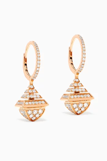 Cleo Rev Mini Full Diamond Drop Earrings in 18kt Rose Gold        