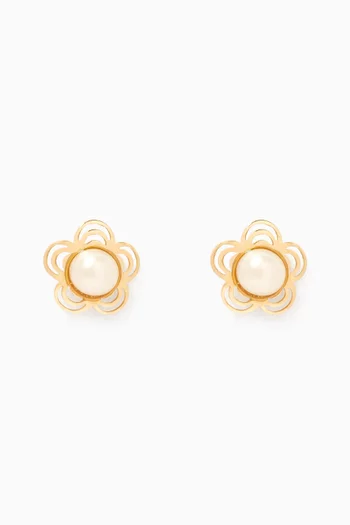 Pearl Stud Earrings in 18kt Yellow Gold    