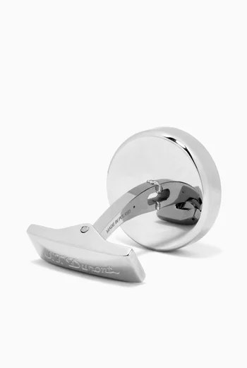 Round Lacquer Cufflinks in Palladium      