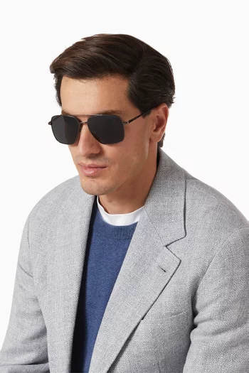 Harry Aviator Polarized Sunglasses in Stainless Steel