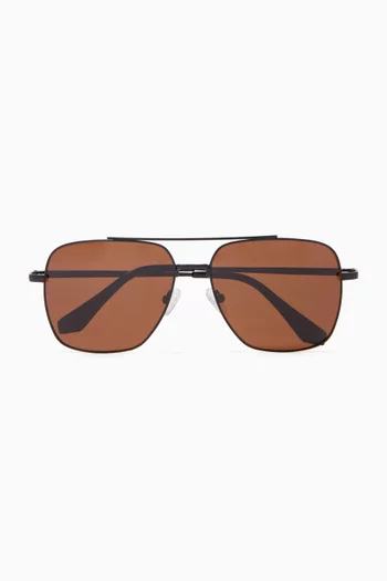 Harry Aviator Sunglasses in Stainless Steel        