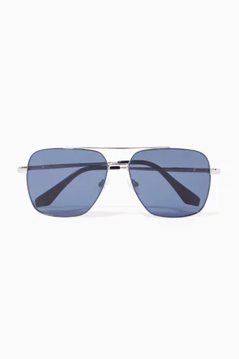 Harry Aviator Sunglasses in Stainless Steel      