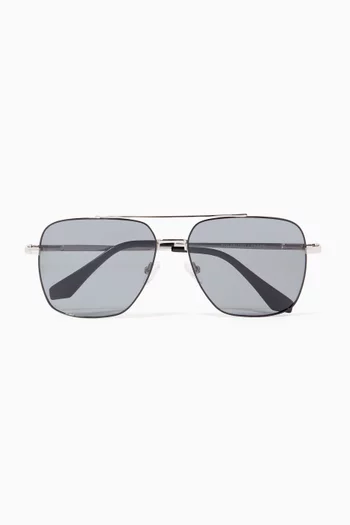 Harry Aviator Sunglasses in Stainless Steel         