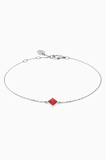 Cleo Pyramid Bracelet with Red Coral in 18kt White Gold           