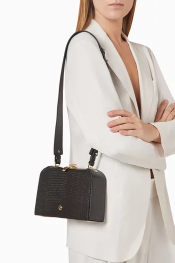 حقيبة كروس لا بريما بتصميم مربع جلد بنقشة جلد الحرباء