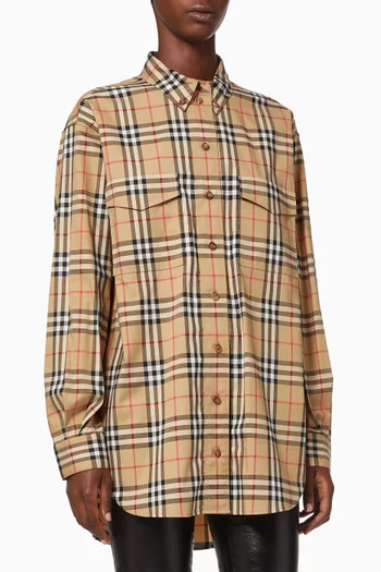 Vintage Check Oversized Shirt in Stretch Cotton  
