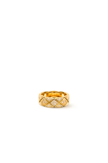 Quilted motif, small version, 18K yellow gold, diamonds