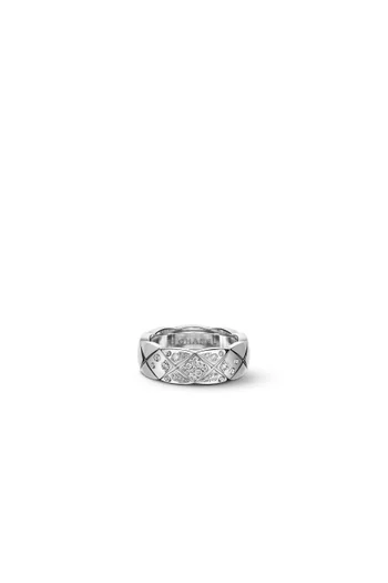 Quilted motif, small version, 18K white gold, diamonds