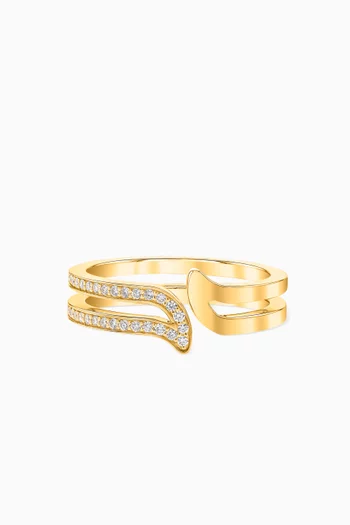 Alif Ring with Diamonds in 18kt Yellow Gold