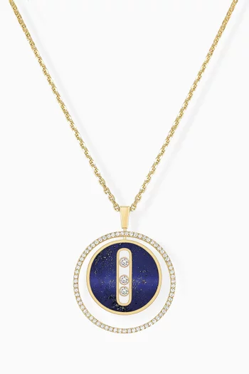 Lucky Move MM Lapis Lazuli Necklace with Diamonds in 18kt Yellow Gold