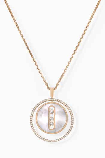 Lucky Move MM White Mother of Pearl Necklace with Diamonds in 18kt Rose Gold