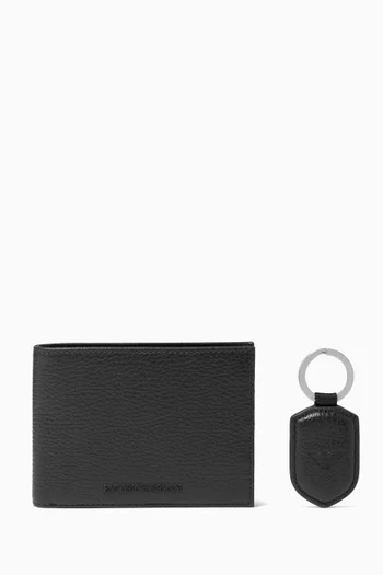EA Wallet & Keyring Gift Set in Tumbled Leather    
