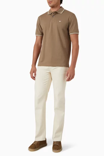 Micro Eagle Logo Polo Shirt in Cotton Pique
