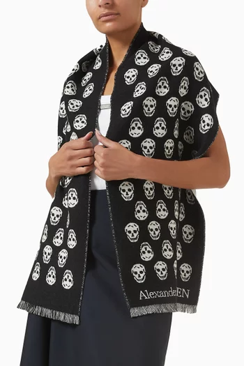 Reversible Skull Scarf in Wool