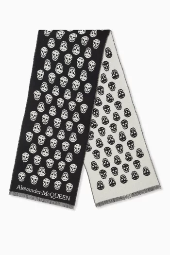 Reversible Skull Scarf in Wool
