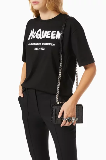 Mini Jewelled Satchel in Croc-embossed Leather