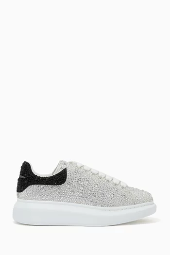 Oversized Sneakers in Crystal-embellished Leather       