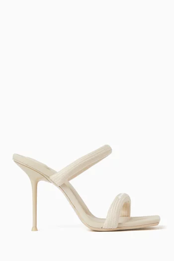 حذاء مفتوح جولي بسيور اسطوانية مبطنة وكعب 105 مم نايلون