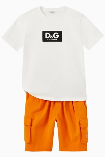 Interlock Oversized T-shirt with Logo Print     