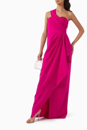 One-shoulder Drape Gown in Stretch Crepe