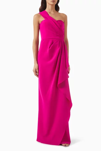 One-shoulder Drape Gown in Stretch Crepe