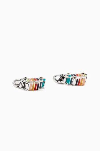 Car Multistripe Cufflinks in Copper & Zinc