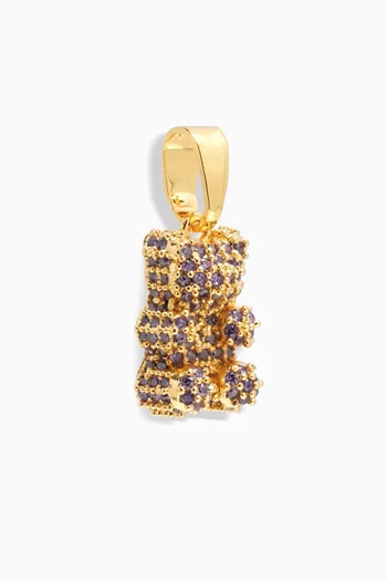 Pave Nostalgia Bear Pendant in 18kt Gold-plated Brass