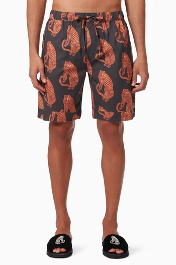 Sansindo Tiger Pyjama Shorts in Cotton 