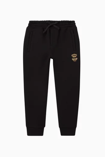 Crown & Bee Embroidery Jogging Pants in Cotton   